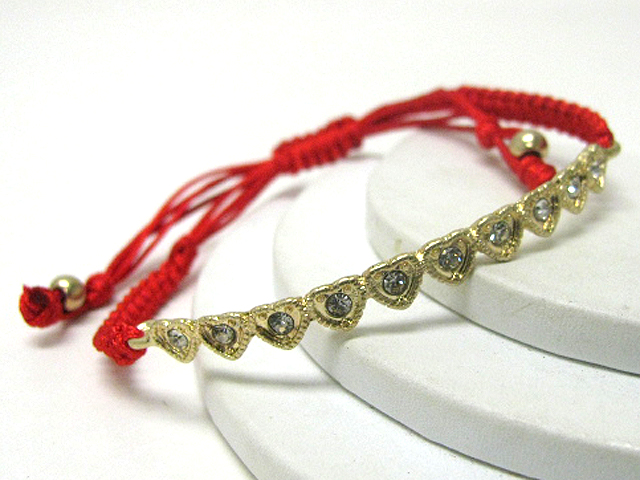 Crystal stud braided yarn friendship bracelet