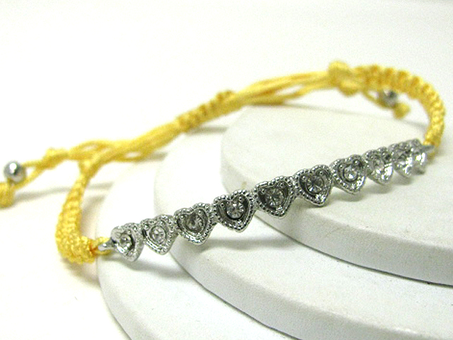 Crystal stud braided yarn friendship bracelet