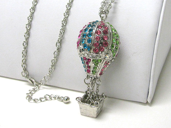 Crystal stud 3d baloon long necklace