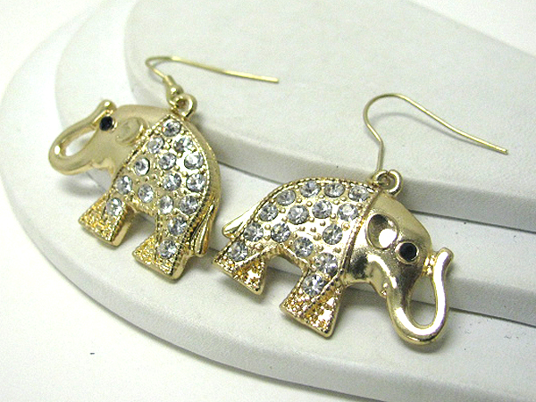 Crystal deco elephant earrings