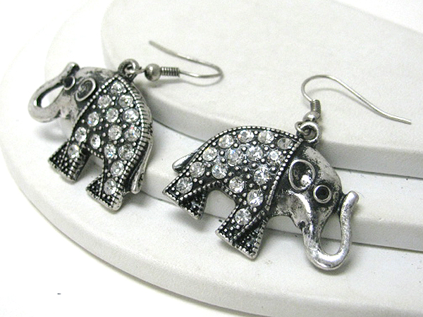 Crystal deco elephant earrings