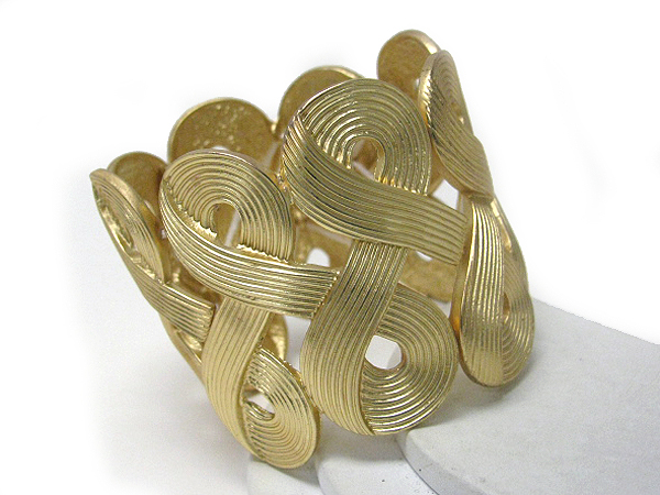 Architectural metal woven pattern stretch bracelet