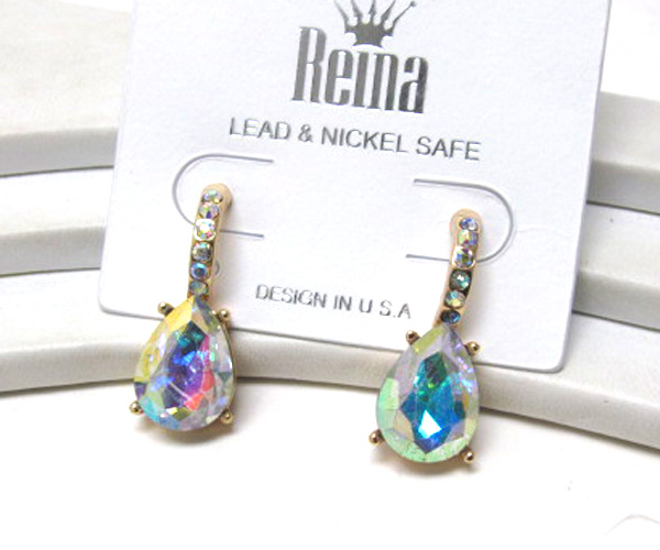 Austrian crystal facet tear drop earring