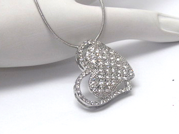 Crystal double heart necklace