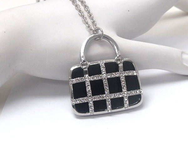 Crystal handbag necklace