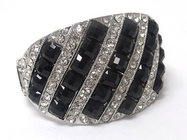 Multi crystal glass square line patern and multi crystal line metal hinge bangle