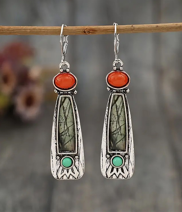 Ethnic bar drop earring