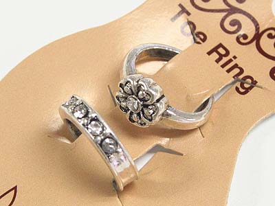 Crystal flower toe ring ( 2 pc set )