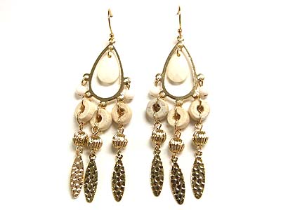 Metal and beads drop earring