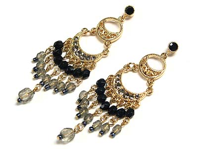 Crystal and multi beads drop earring