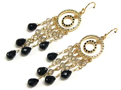 Crystal and multi beads drop earring