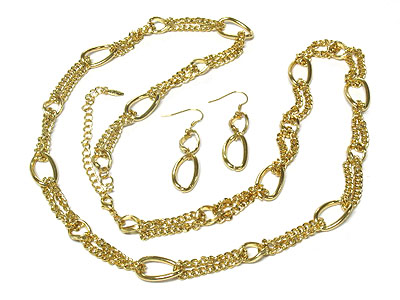 Double metal chain necklace set