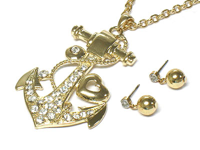 Crystal anchor necklace set