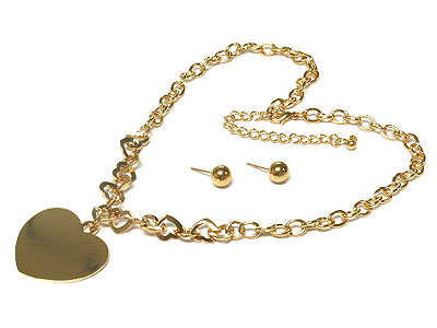 Flat heart necklace set