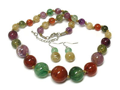 Multi color glass bead necklace set