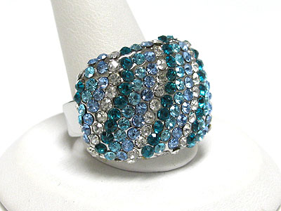 Multi color crystal line adjustable size ring