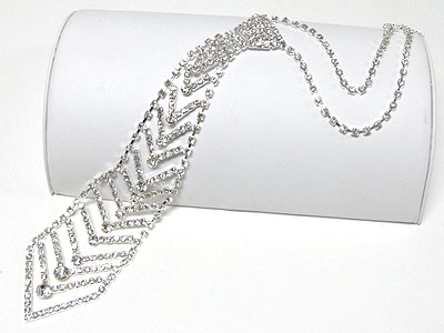 Rhinestone long neck tie necklace