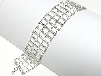 Four line ladder mesh rhinestone bracelet