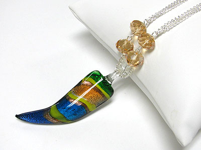 Murano glass horn shape pendant long necklace