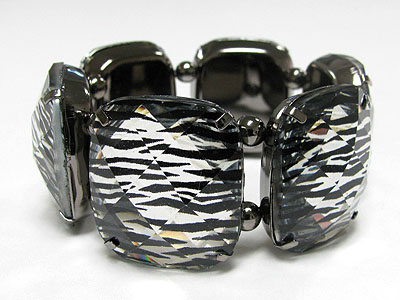 Zebra pattern facet epoxy stone stretch bracelet