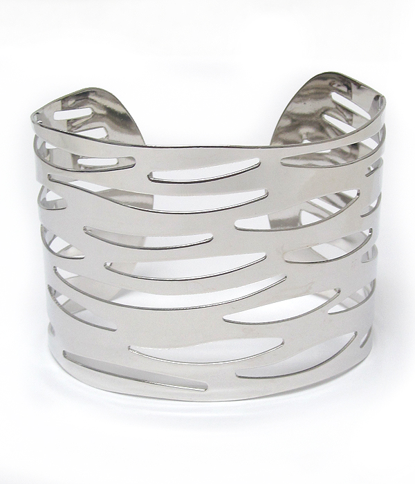 Wave cutout metal cuff bracelet