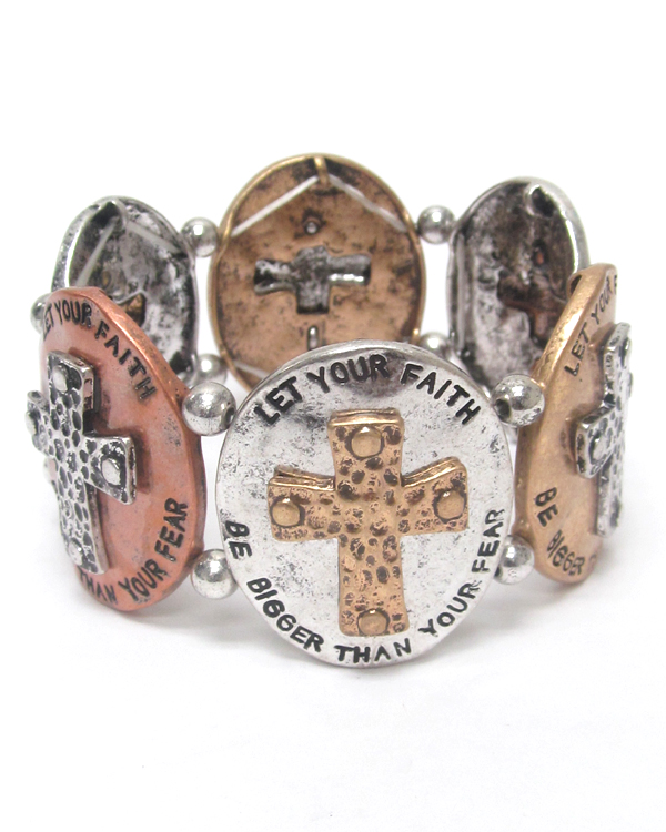 Multi metal cross bracelet