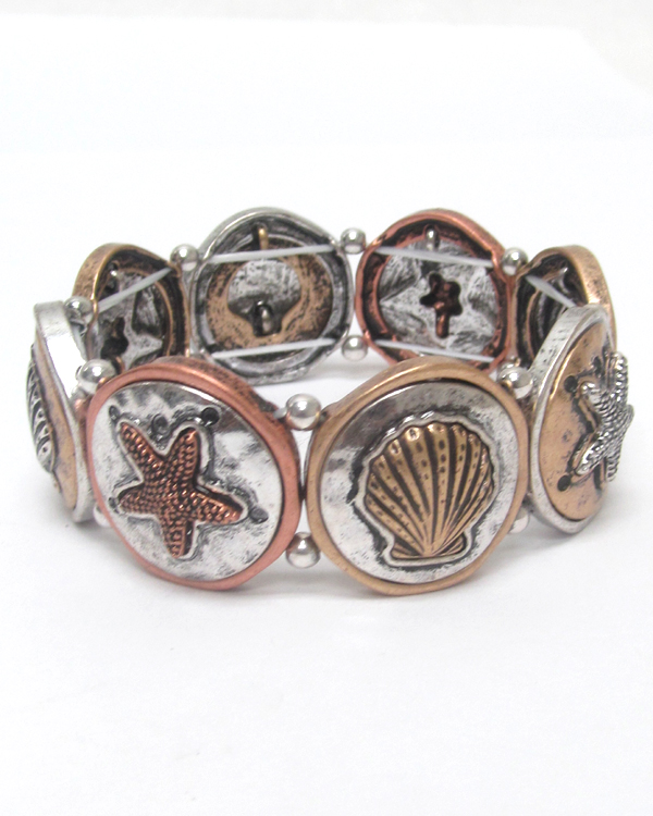 Sealife theme linked metal bracelet 