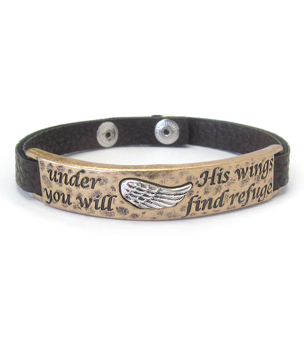 Religious inspiration leather band bracelet