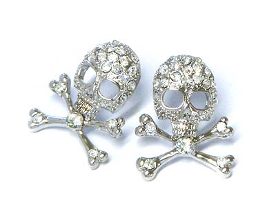 Crystal skull and skeleton earring