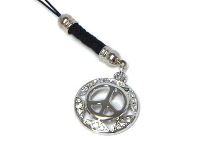 Crystal peace symbol cell phone charm