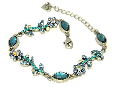 Austrian crystal flower design link bracelet