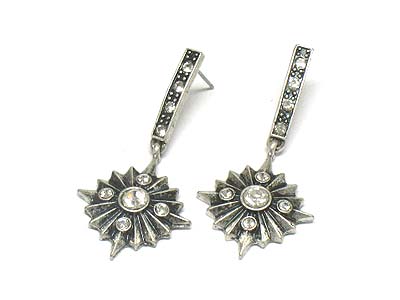 Antique style crystal deco star drop earring 