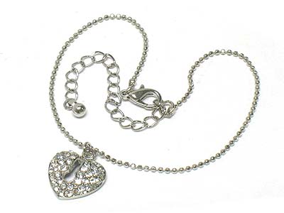 Crystal heart charm anklet