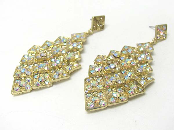 Austrian crystal stud cascade drop earring