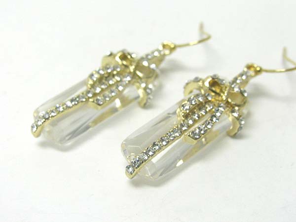 Austrian crystal ribbon and facet long glass stone earring