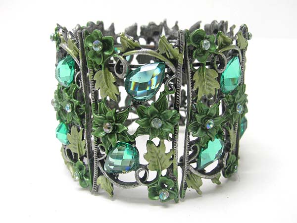 Enamel art work flower flexible bangle?