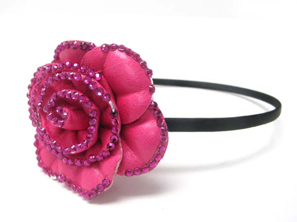 Crystal stud flower accent headband