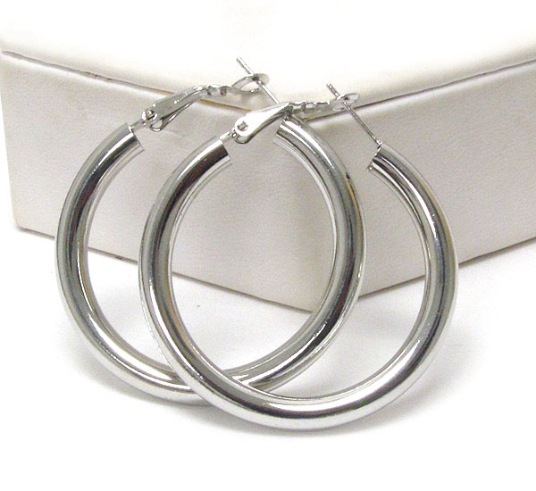 Plain and light weight hollow hoop earring - hoops