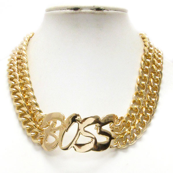 Boss pendant and double thick chain necklace