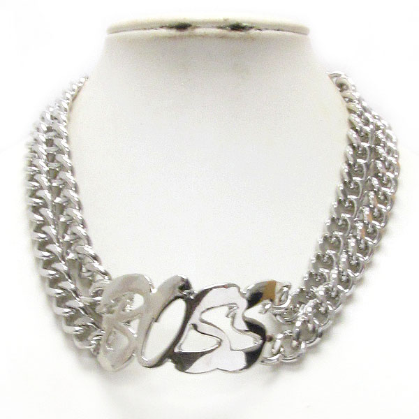 Boss pendant and double thick chain necklace