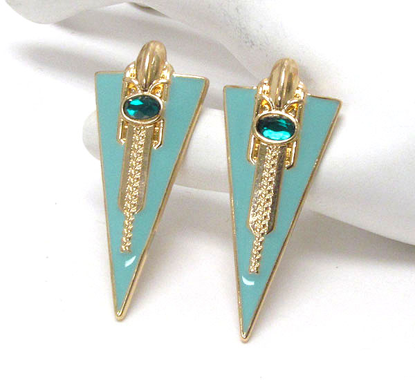 Crystal and epoxy deco chevron earring