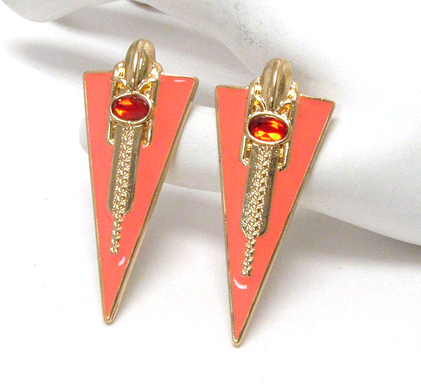 Crystal and epoxy deco chevron earring