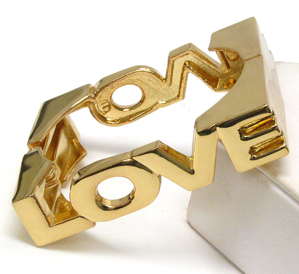 Metal love message square bangle bracelet