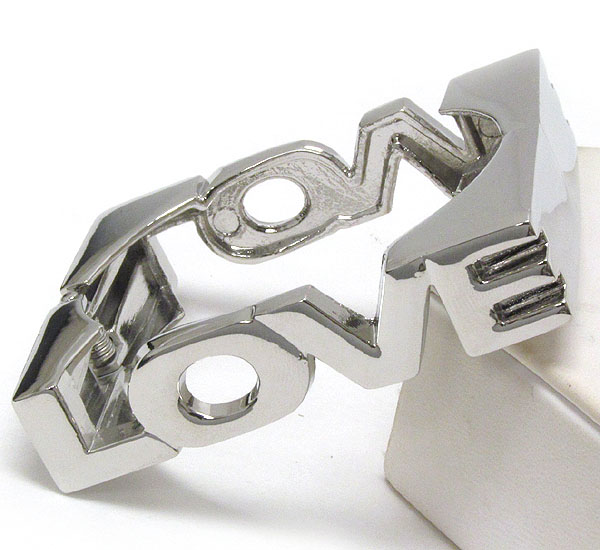 Metal love message square bangle bracelet