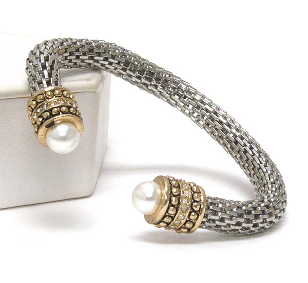 Pearl and crystal deco mesh body cuff bracelet