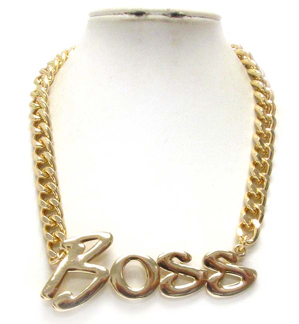 Large boss chunky pendant and thick chain necklace