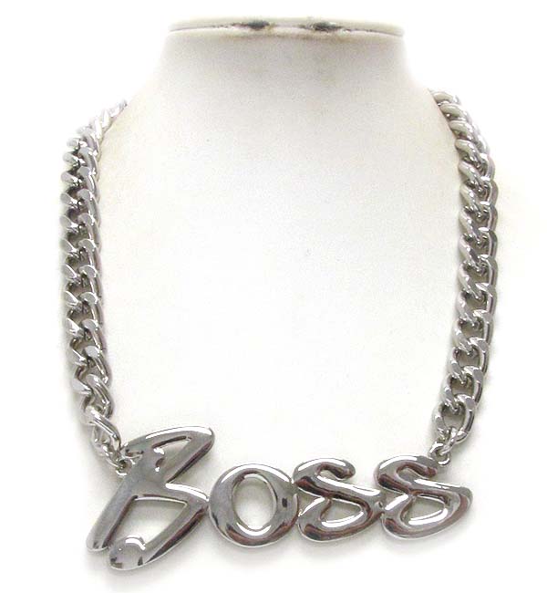 Large boss chunky pendant and thick chain necklace