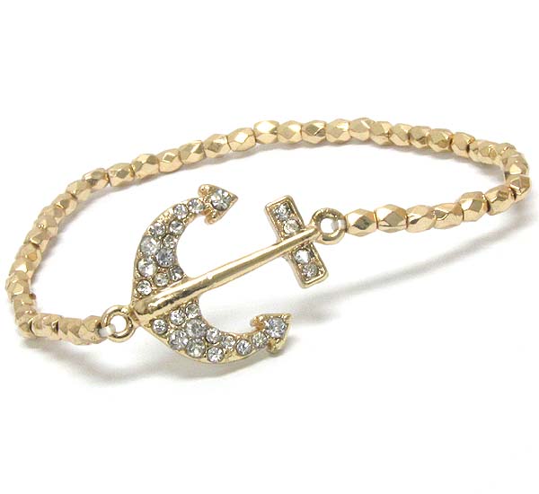 Crystal deco nautica anchor stretch bracelet