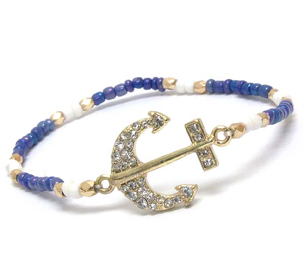 Crystal deco nautica anchor stretch bracelet