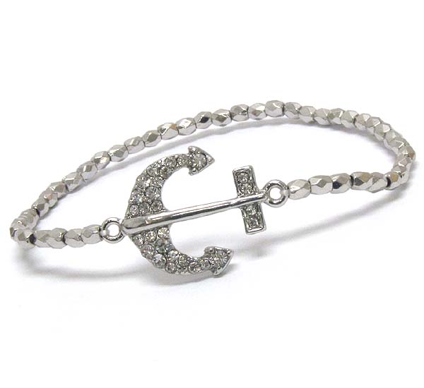 Crystal deco nautica anchor stretch bracelet